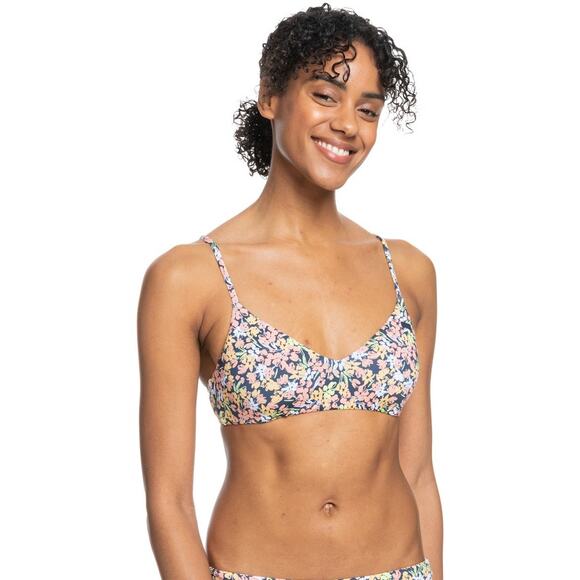Roxy Other - Roxy Beach Classics Strappy Floral Print Bra Bikini Swim Top Black Multi Size M